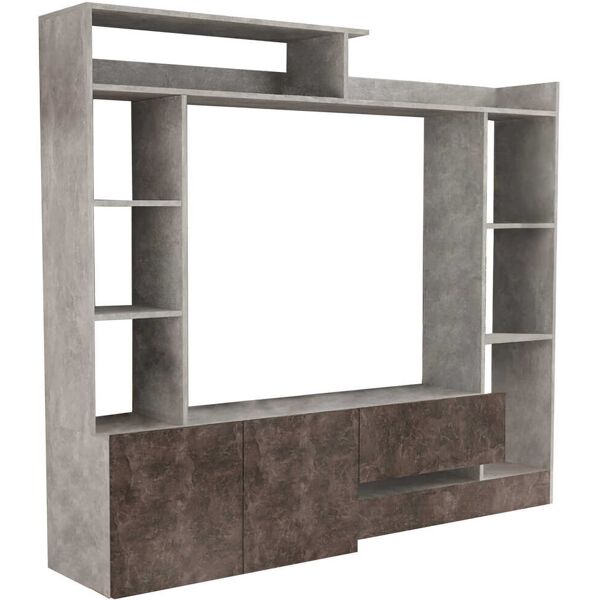 milani home parete attrezzata porta tv soggiorno moderna di design 180x28/40x165 h marmo 180 x 165 x 40 cm