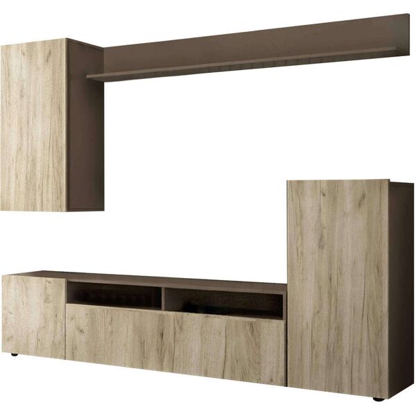 milani home parete attrezzata porta tv soggiorno moderna di design 207x34x170 h marrone 210 x 170 x 36.5 cm