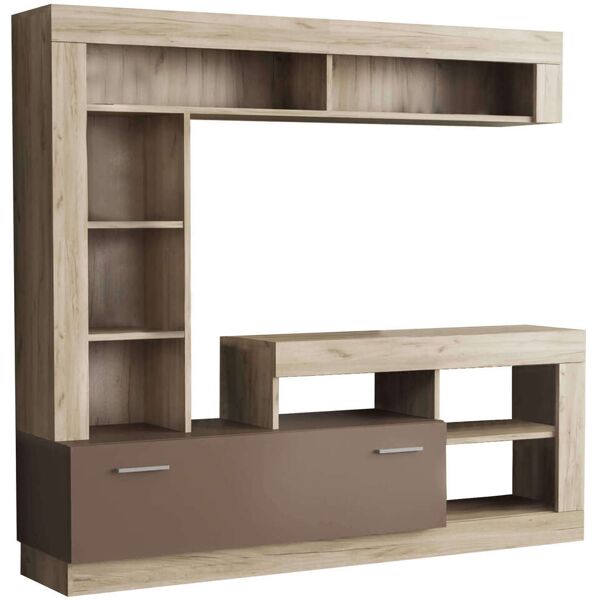 milani home parete attrezzata porta tv soggiorno moderna di design 170x42x170 h taupe 185 x 90 x 40 cm