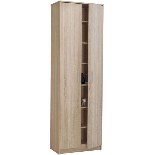 milani home armadio scarpiera con 7 scaffali di design moderno contemporaneo cm 60 x 33 x 1 quercia chiaro 60 x 192 x 33 cm