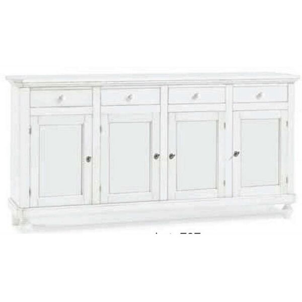 milani home credenza in legno massello 196x43x98 bianco 196 x 98 x 43 cm