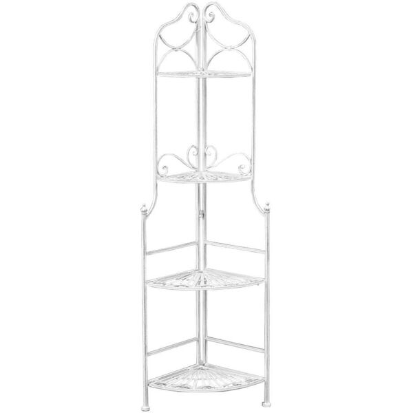 milani home scaffale 4 piani in ferro per interno esterno ingresso portico piscina giardino bianco 49 x 154 x 35 cm