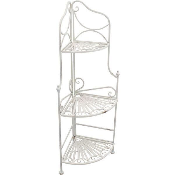 milani home scaffale 3 piani ad angolo in ferro per interno esterno ingresso portico piscin bianco 49 x 115 x 35 cm