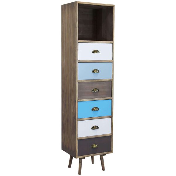 milani home cassettiera in legno mobile per interno con 6 cassetti di design stile country multicolor 40 x 144 x 36.5 cm