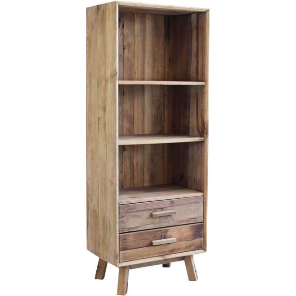 milani home libreria scaffale mobile stile moderno di design rustico country, 2 cassetti 3 marrone 60 x 160 x 40 cm