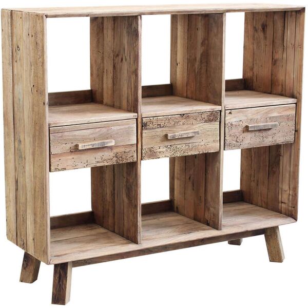 milani home libreria scaffale mobile stile moderno di design rustico country, 6 ripiani, le marrone 120 x 110 x 40 cm