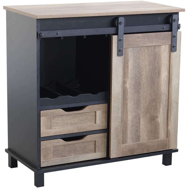 milani home credenza mobile madia moderna in legno e metallo di design moderno stile indust nero 80 x 82 x 40 cm