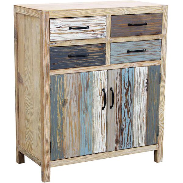 milani home credenza in legno colorato madia di design mobile in stile vintage moderno per multicolor 78 x 93 x 39 cm