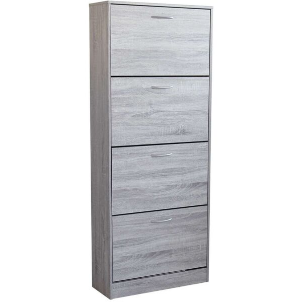 milani home scarpiera con 4 ante in legno di design porta scarpe di alta qualità, cm 60x24x grigio chiaro 60 x 150 x 24 cm