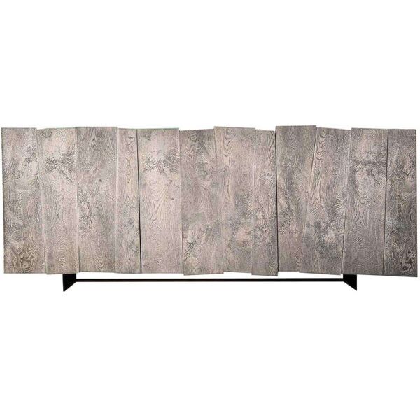 milani home credenza madia moderna mobile in legno di rovere con 3 ante scorrevoli e piedin grigio chiaro 198 x 81 x 50 cm