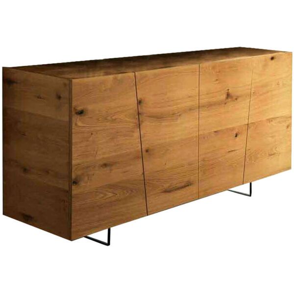 milani home credenza madia moderna mobile in legno di rovere con 3 ante scorrevoli e piedin marrone 180 x 88 x 50 cm