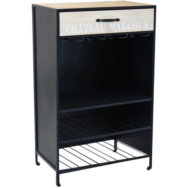 milani home mobile con portabottiglie per salotto soggiorno cucina di design industrial cm nero 59 x 95 x 39.5 cm