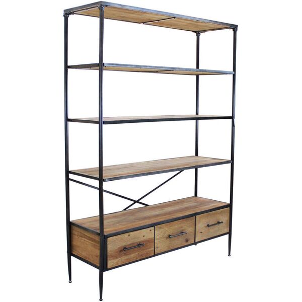 milani home libreria in legno e metallo per salotto soggiorno cucina di design industrial c marrone 128 x 153.5 x 44.5 cm