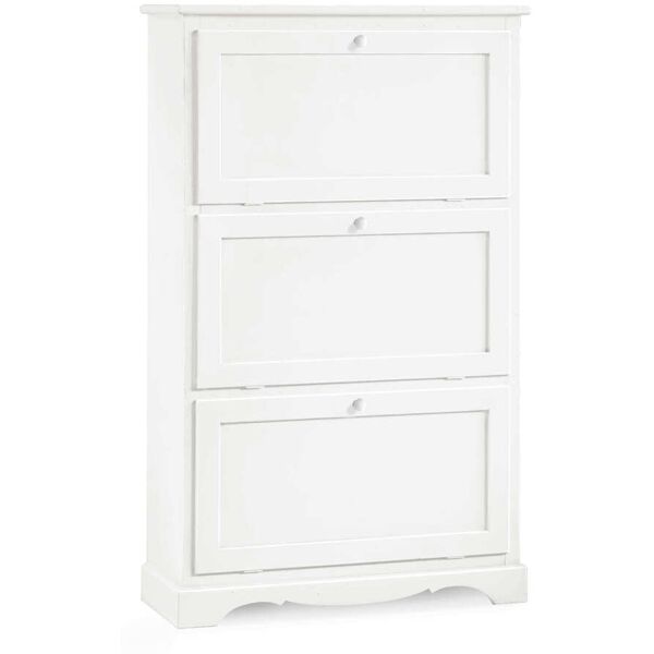 milani home scarpiera 79x30x130 bianca per interno ingresso arte povera massello colore: bi bianco 79 x 130 x 30 cm