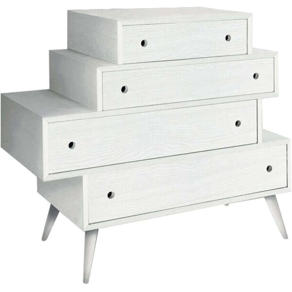 milani home cassettiera abete spazzolato cm 110x45x95 h bianca per soggiorno salotto camera bianco 110 x 95 x 45 cm