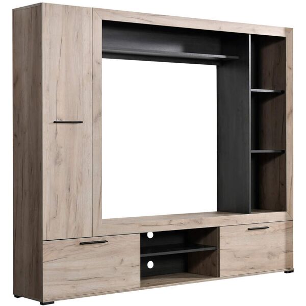 milani home parete attrezzata porta tv con armadio moderna minimal in legno di design moder  195.6 x 169.6 x 35.2 cm