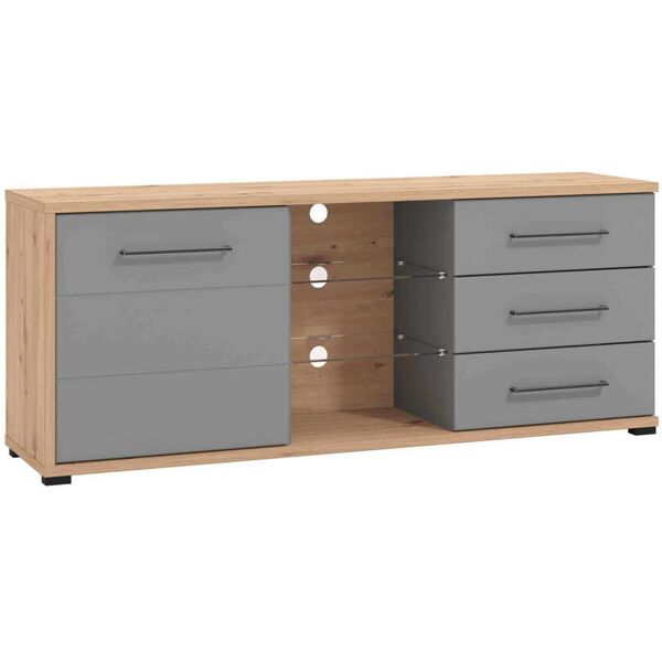 milani home porta tv un anta tre cassetti moderno minimal in legno di design moderno indust grigio 161.5 x 65 x 40 cm