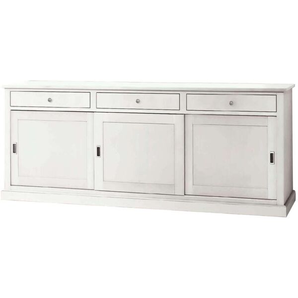 milani home credenza in legno massello 200x50x90 bianco 200 x 90 x 50 cm