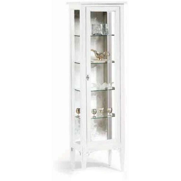 milani home credenza con vetrina in legno massello 50x34x140 bianco 50 x 140 x 34 cm