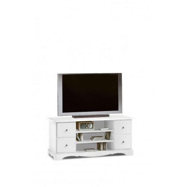 milani home mobile porta tv in legno massello 117x49x53 bianco 117 x 53 x 49 cm