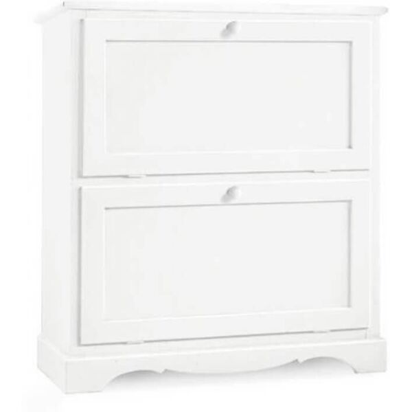 milani home scarpiera in legno massello 79x30x90 colore: bianco bianco 79 x 90 x 30 cm