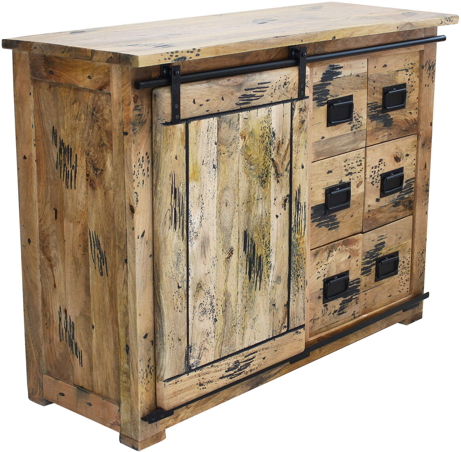 milani home madia legno di mango di design moderno industrial cm 120x45x90 h marrone 120 x 90 x 45 cm