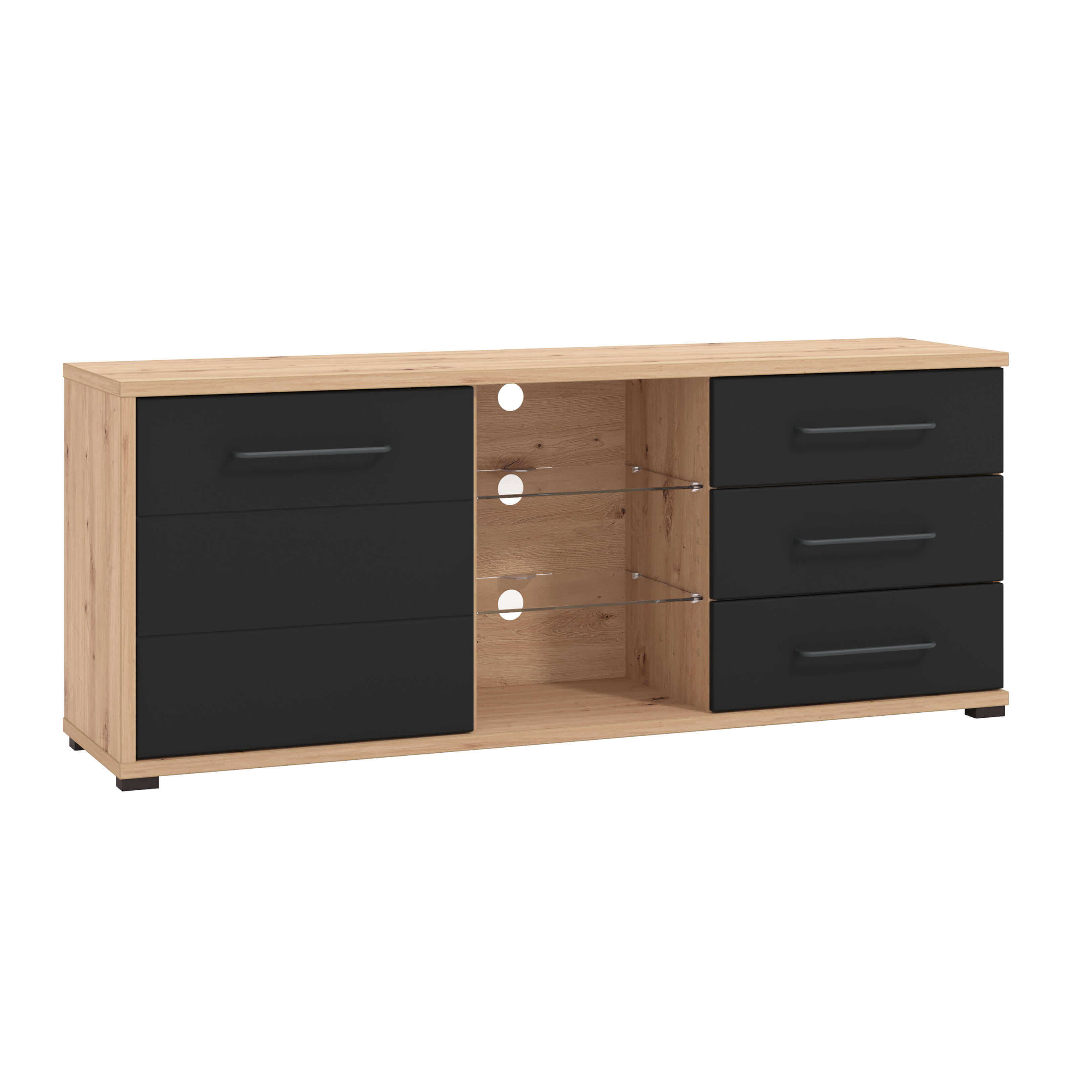 milani home porta tv un anta tre cassetti moderno minimal in legno di design moderno indust antracite 161.5 x 65 x 40 cm