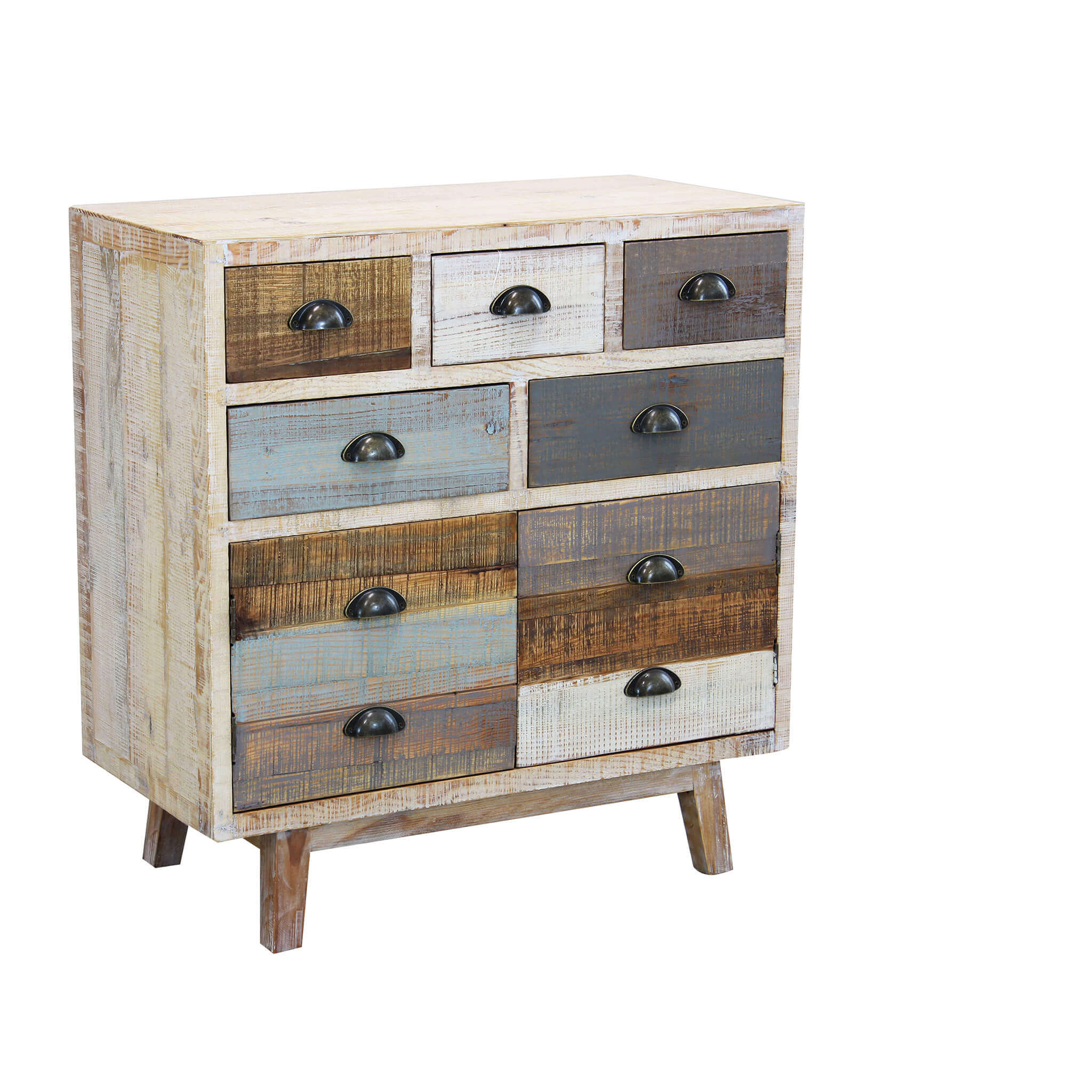 milani home madia in legno mobile per interno con 5 cassetti e 2 ante di design stile count multicolor 80 x 85 x 40 cm