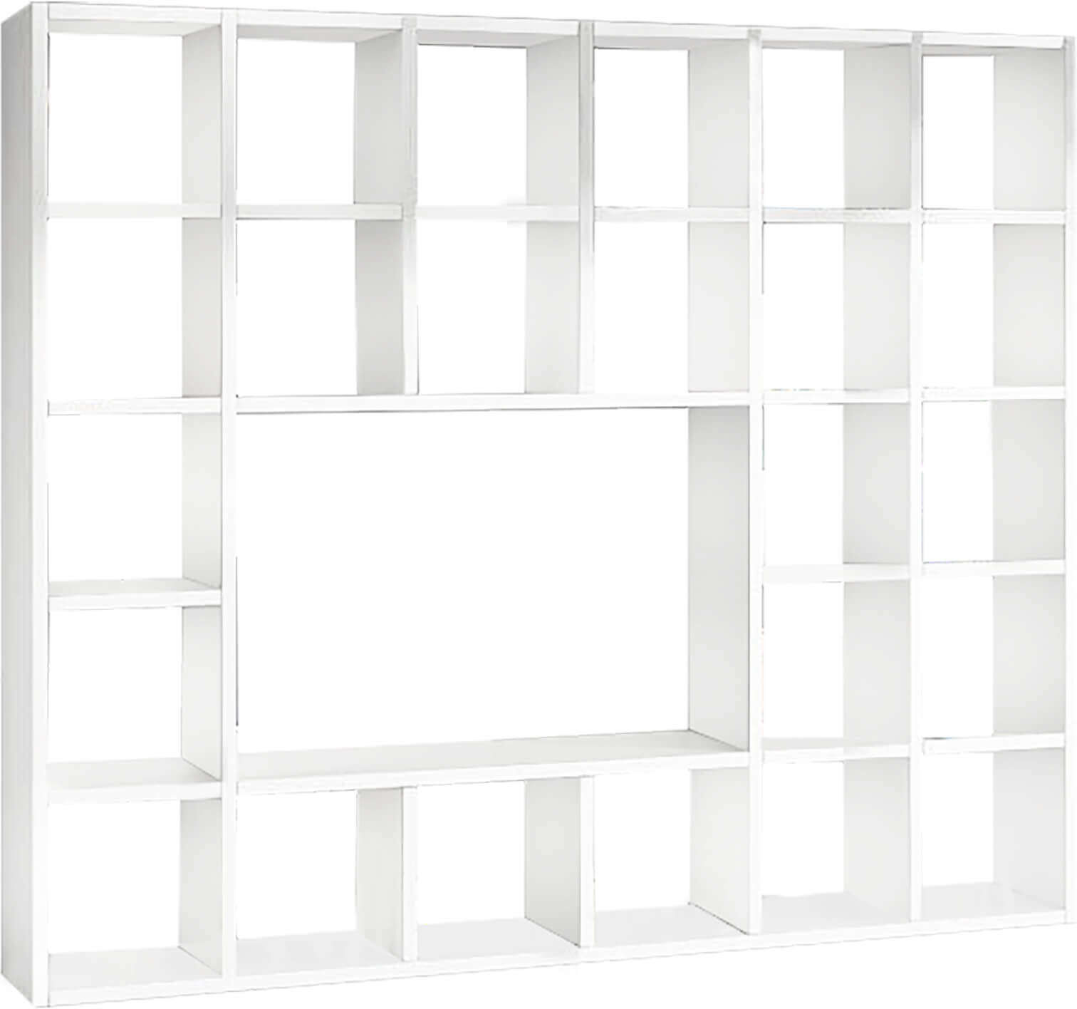 milani home parete frassinata cm 261x30x218 h bianca libreria porta tv per interno casa sog bianco 261 x 218 x 30 cm