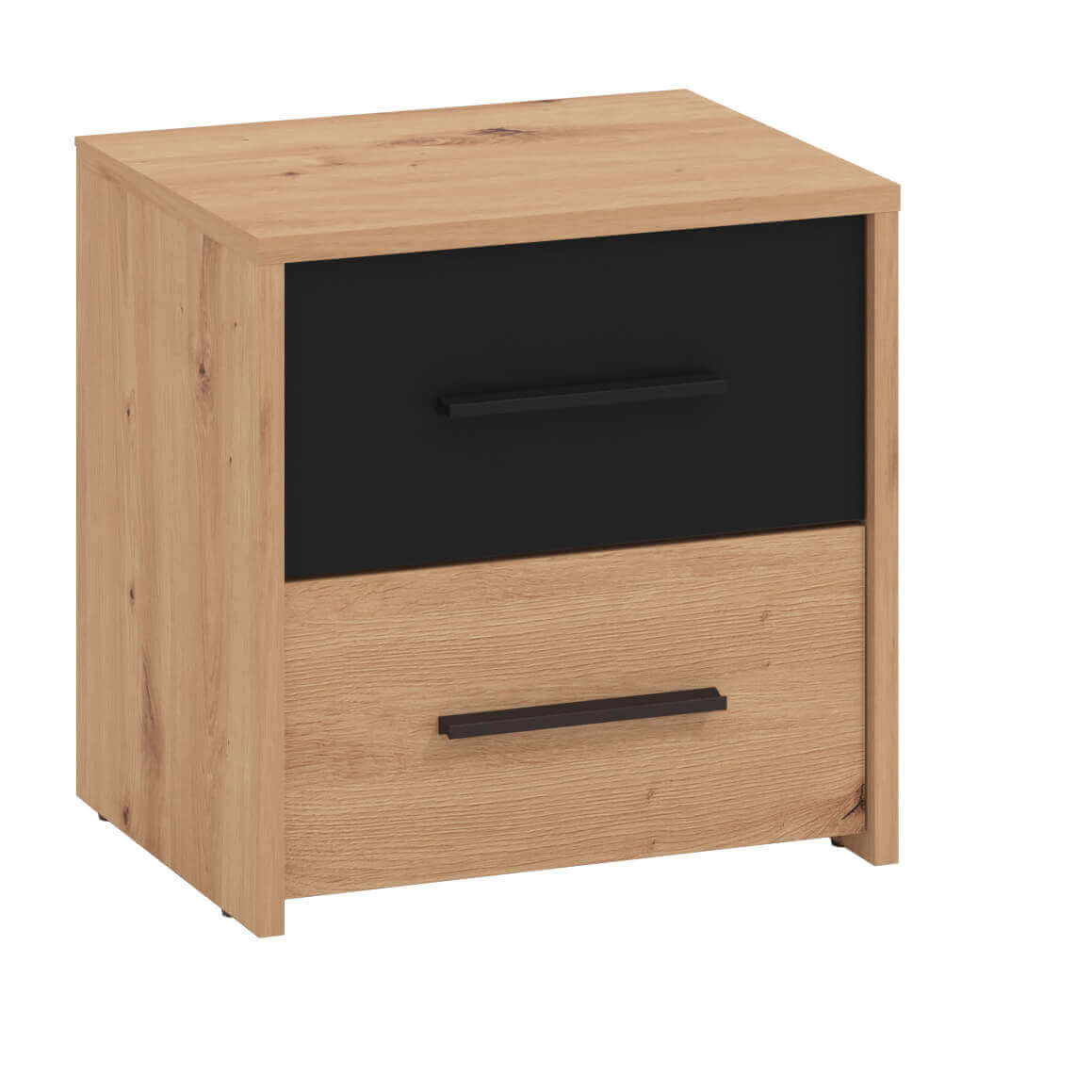 milani home comodino due cassetti moderno minimal in legno di design moderno industrial cm rovere chiaro 42 x 42.1 x 33.2 cm