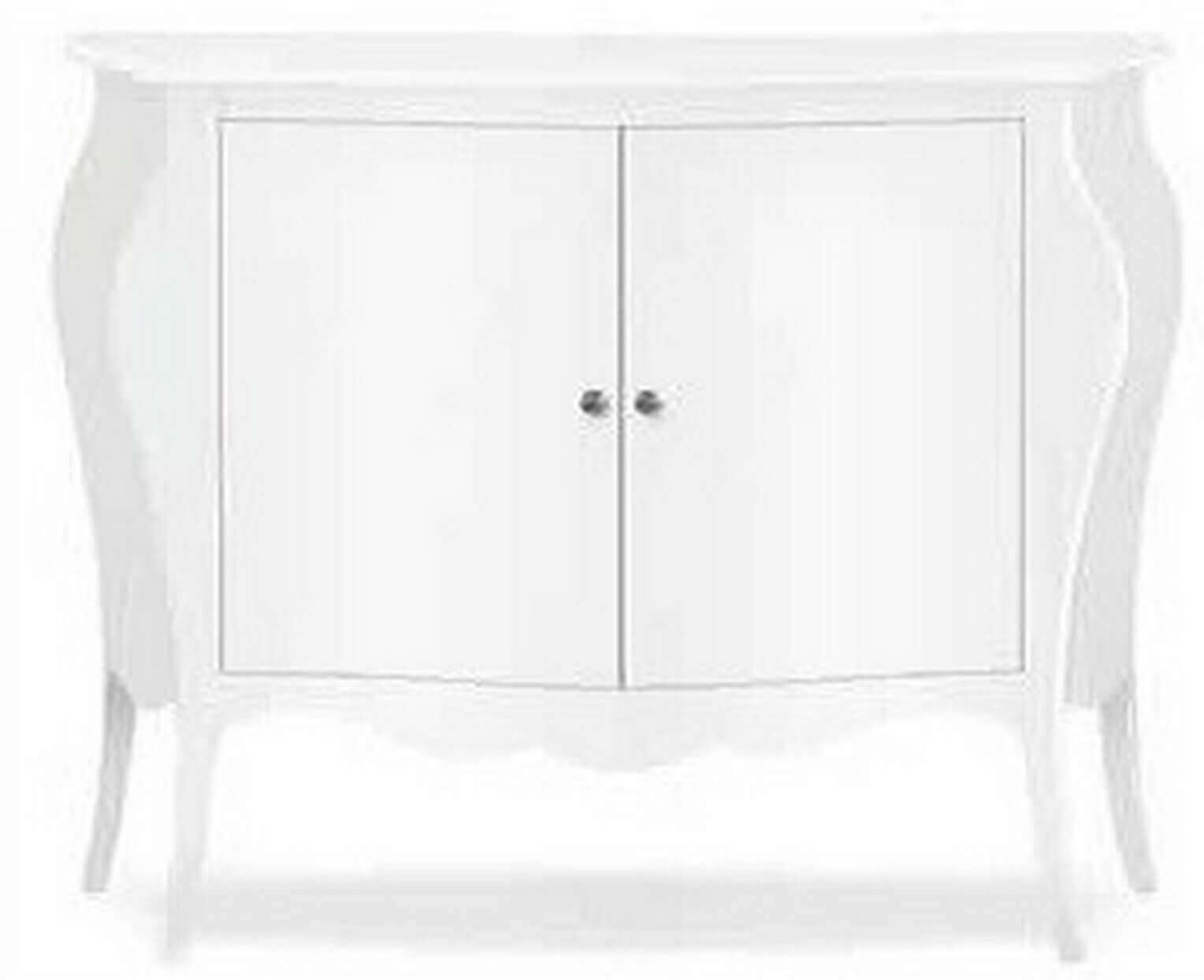 milani home comò' in legno massello bombato 120x50x85 bianco 120 x 85 x 50 cm