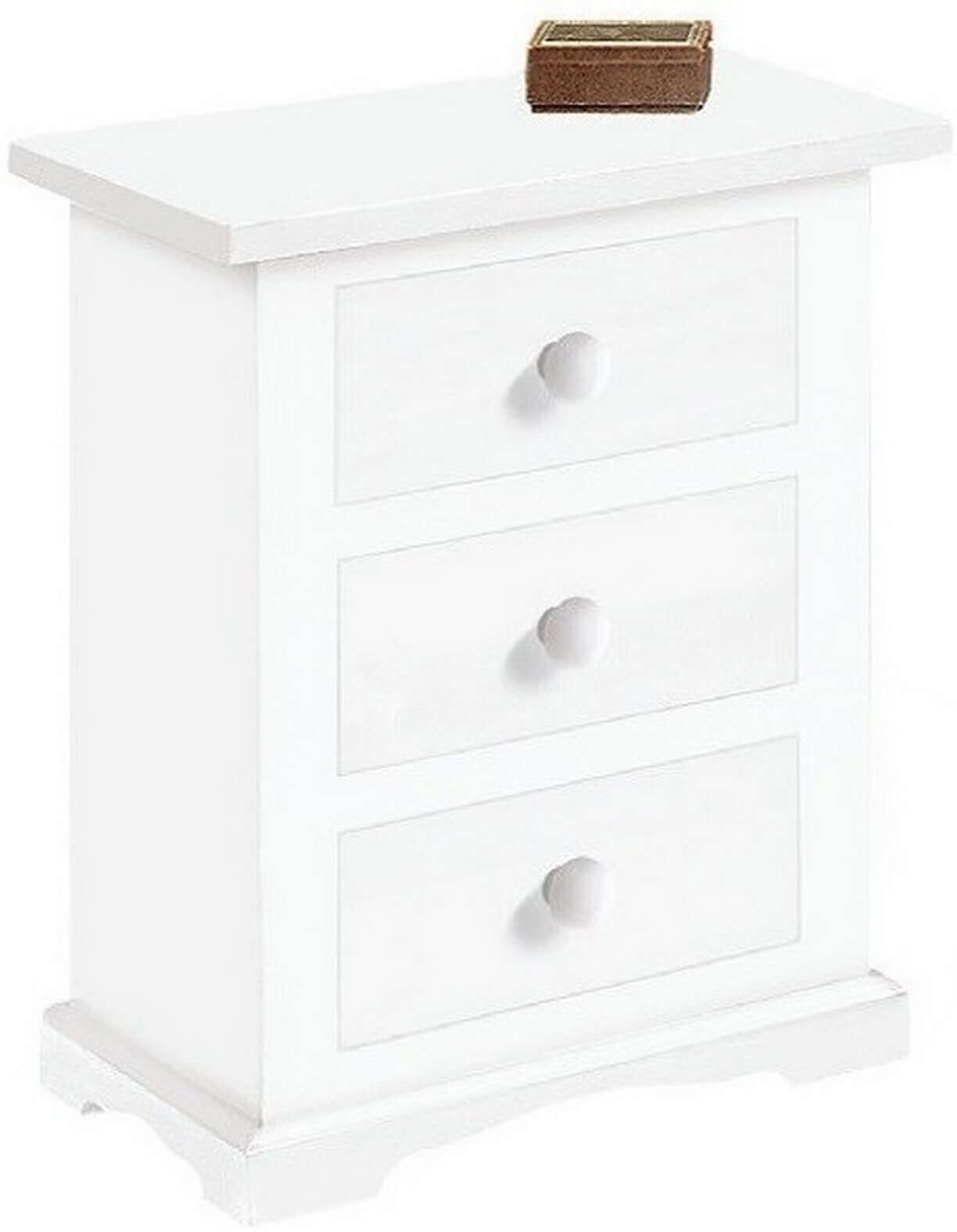 milani home comodino in legno massello 60x35x70 bianco 60 x 70 x 35 cm