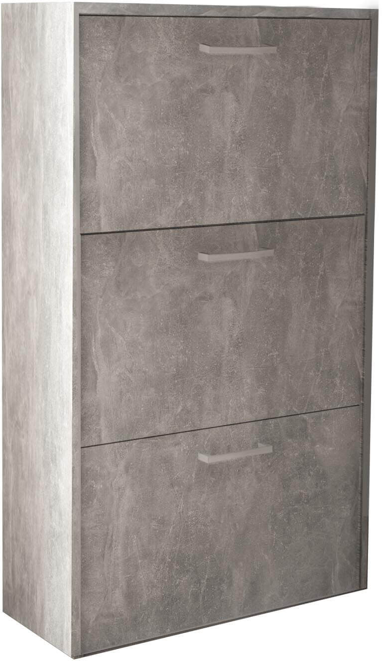 Milani Home scarpiera 3 ante a ribalta cm 59x25x105 h Colore: Cemento Cemento 59 x 105 x 25 cm