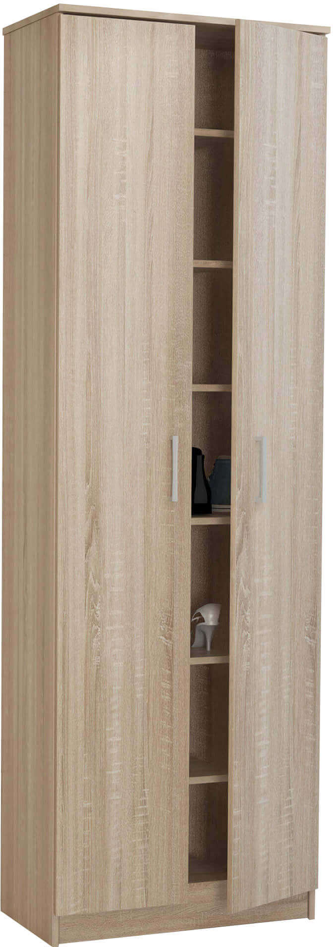 Milani Home armadio scarpiera con 7 scaffali di design moderno contemporaneo cm 60 x 33 x 1 Quercia Chiaro 60 x 192 x 33 cm