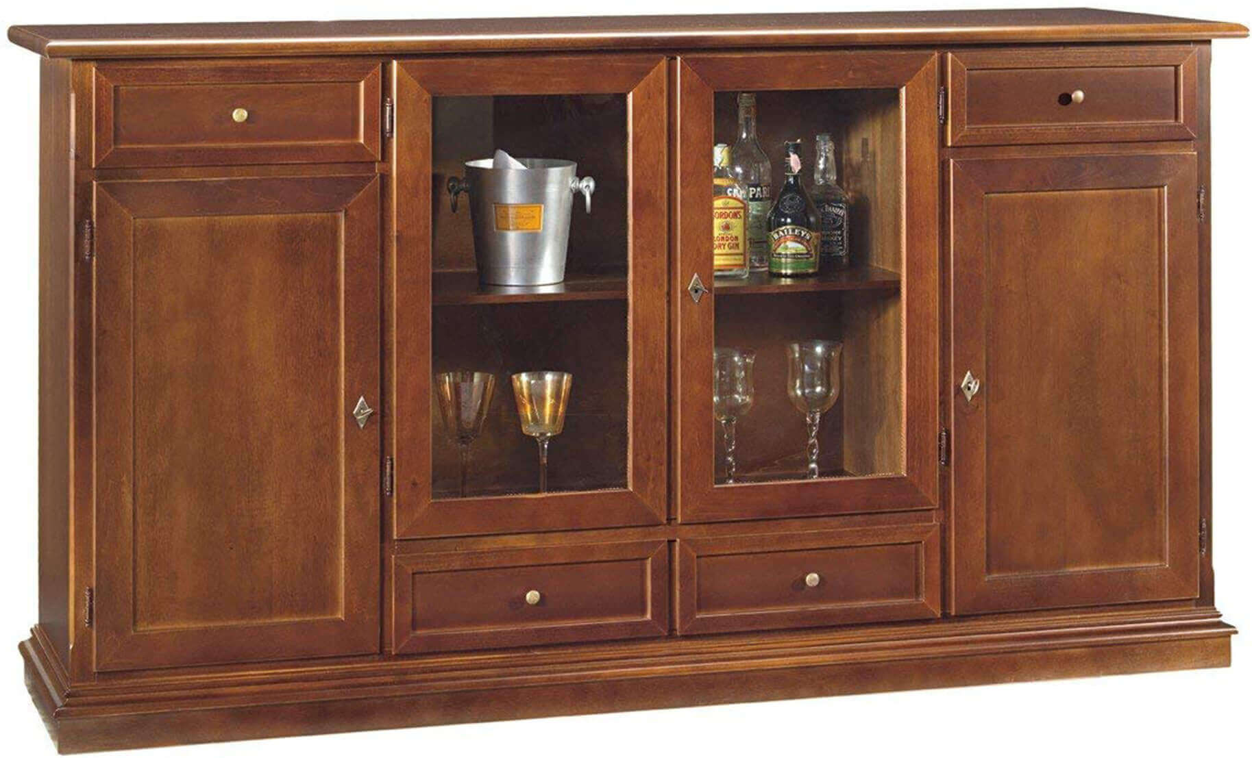 Milani Home Credenza In Legno Massello 205x49x113 Tinta noce 205 x 119 x 49 cm