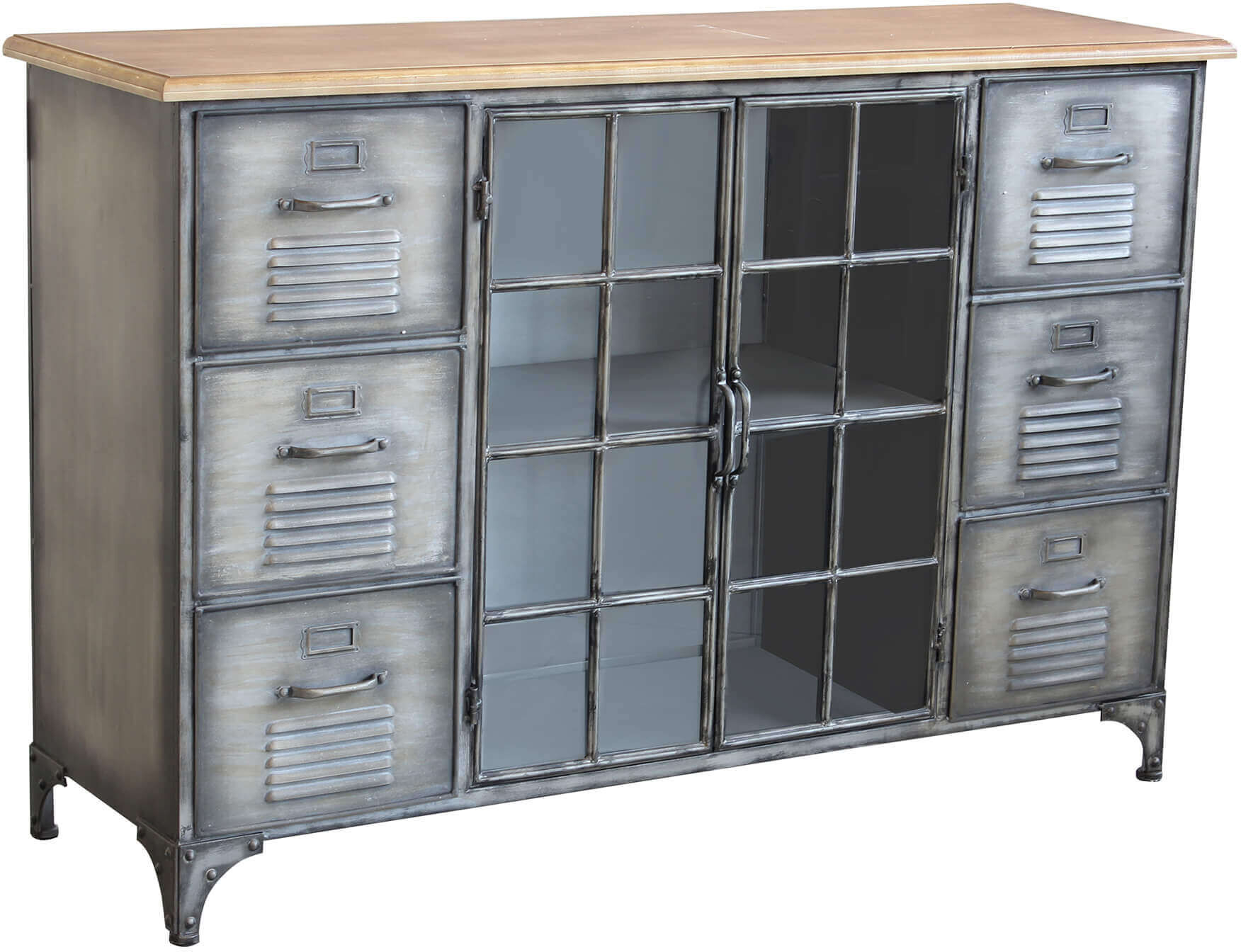 Milani Home Credenza In Metallo Ferro Industrial Mobile Madia Per Arredamento Soggiorno, Sa Grigio 124.5 x 83 x 40.5 cm