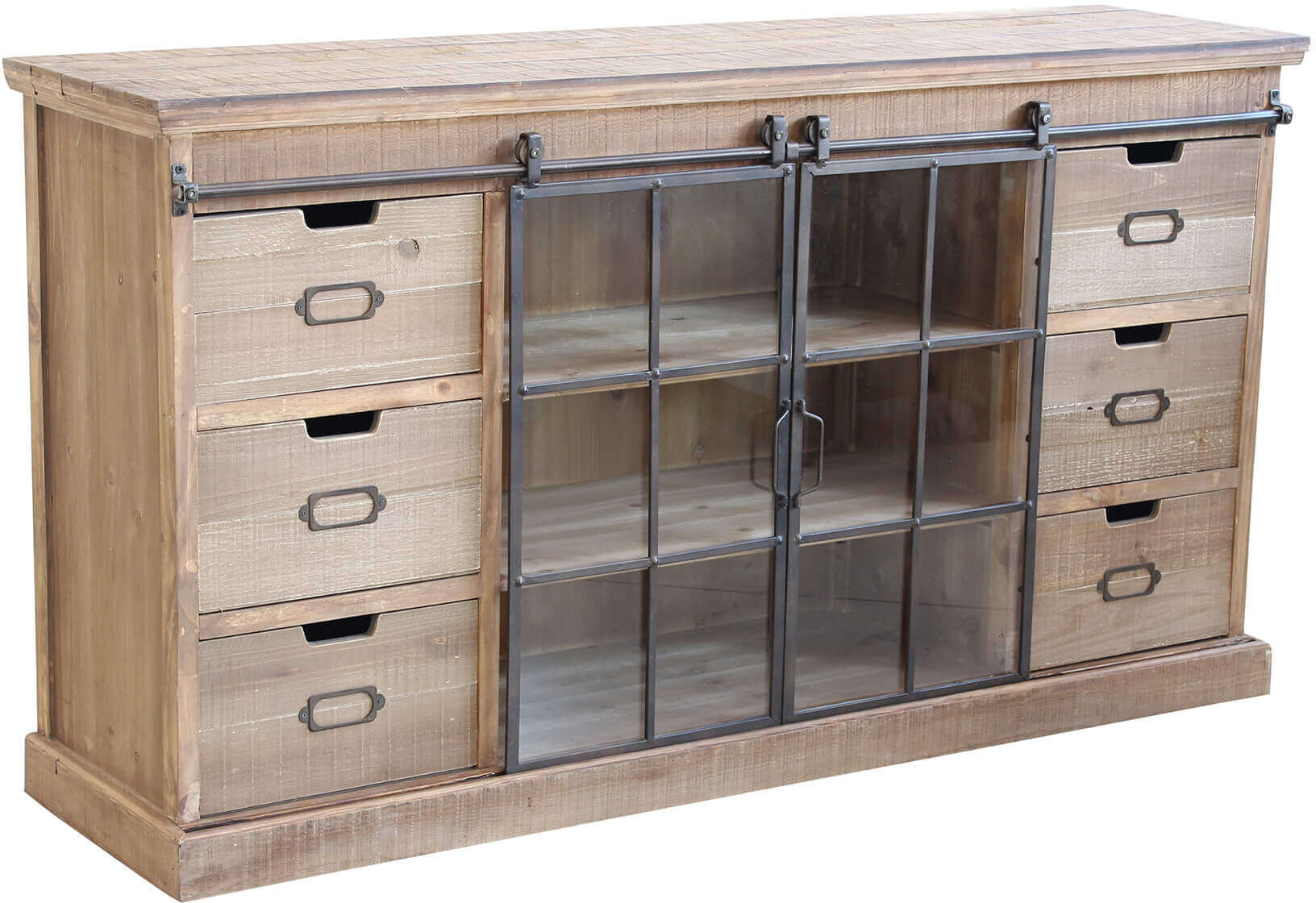 Milani Home Credenza In Legno Spaziosa Grande Con Cassetti Madia Moderna Industrial Per Arr Marrone 147.5 x 81.5 x 39 cm