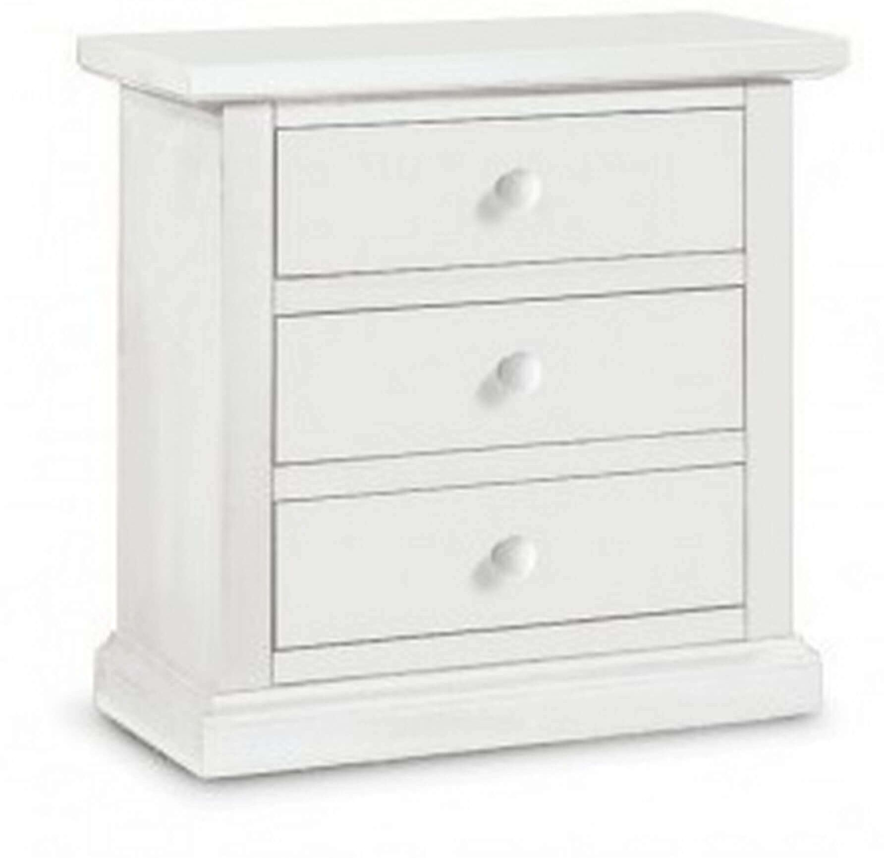 Milani Home Comodino In Legno Massello 60x35x64 Bianco 60 x 64 x 35 cm