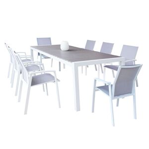 Milani Home LOIS - set tavolo in alluminio cm 162/242x100x74 h con 8 sedute