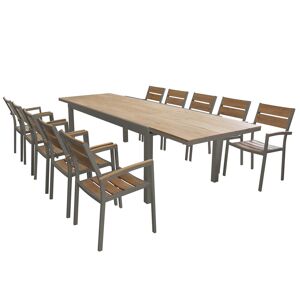 Milani Home VIDUUS - set tavolo in alluminio cm 200/300x95x75 h con 10 sedute