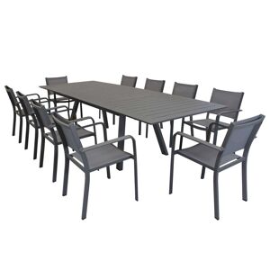 Milani Home SPLENDOR - set tavolo da giardino allungabile 200/300x110 compreso di 10 poltrone in alluminio