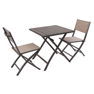 Milani Home ABELUS - set tavolo da giardino pieghevole salvaspazio in alluminio 70x70 compreso di 2 sedie in alluminio e textilene