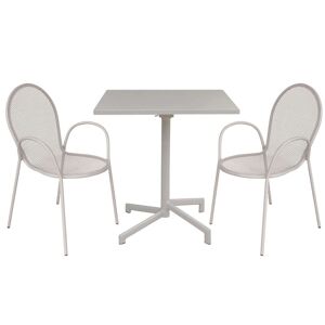 Milani Home OPERA - set tavolo da giardino 70x70 compreso di 2 poltrone in ferro