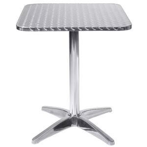Milani Home tavolo quadrato a colonna in acciaio e alluminio waterproof 70x70