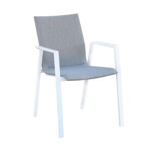 Milani Home Poltrona sedia in textilene imbottito alluminio per giardino esterno colore bia Bianco 56 x 84 x 61 cm