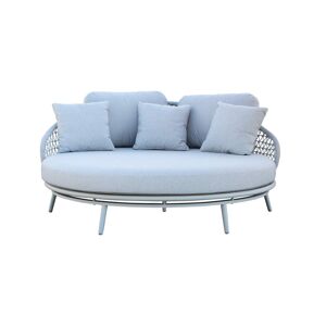 Milani Home divano da giardino circolare in alluminio con cuscini Grigio chiaro 183 x 84 x 180 cm