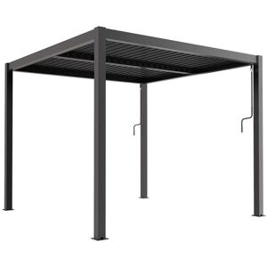 Milani Home Pergola bioclimatica in alluminio con tetto a scomparsa colore grigio scuro ant Grigio scuro 394 x 250 x 394 cm