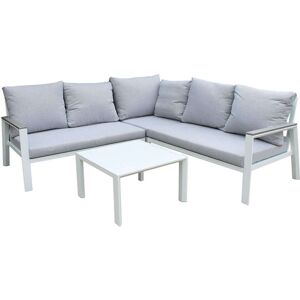 Milani Home salotto angolare da giardino di design moderno per esterno Bianco 135 x 82 x 86 cm