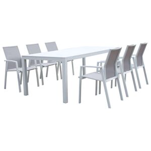 Milani Home Set tavolo e sedie da giardino per esterno in alluminio cm 214/280 x 100 x 75,5 Bianco x x cm