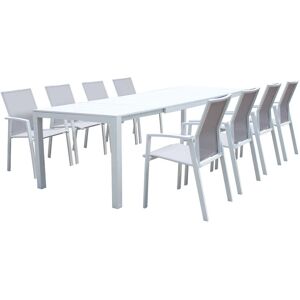 Milani Home Set tavolo e sedie da giardino per esterno in alluminio cm 214/280 x 100 x 75,5 Bianco x x cm